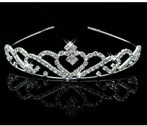 Coroa Tiara Dama Daminha Noiva Strass Pérola Prata Barata
