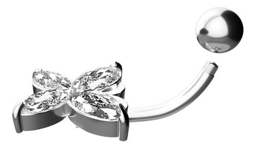 Piercing De Umbigo Prata  Borboleta Zirconia Aço Cirúrgico