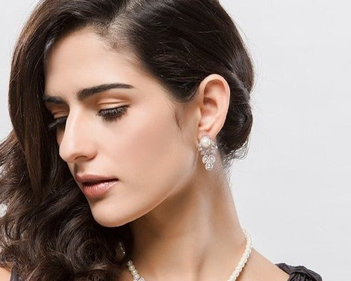 Brinco Noiva Zirconia Perola Pendurado Prata Delicado Festa
