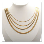 Colar Fita Laminado Pele De Cobra Prata Aço Inoxidável 4 Mm