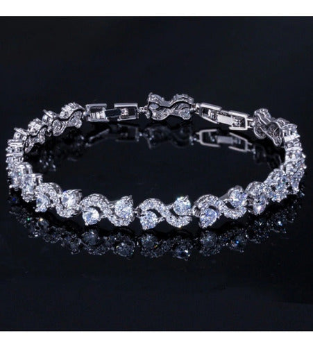 Pulseira Bracelete Prata Ou Dourada Zircônia Noiva Debutante