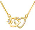 Colar Pingente Coração Duplo Pedra Zirconia Folheado Ouro 18