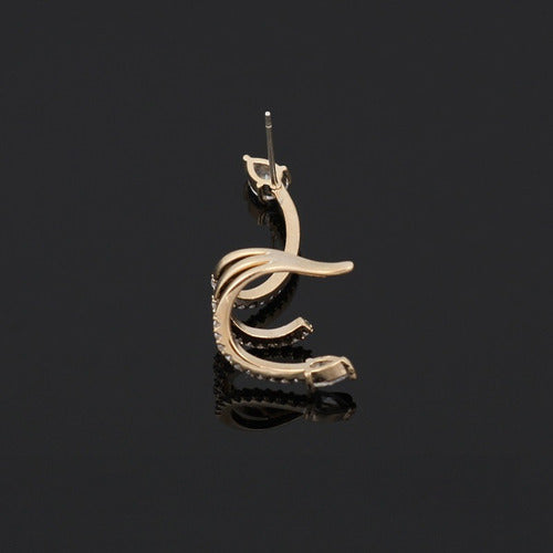Brinco Ear Cuff Noiva Pedra Zirconia Prata Festa Debutante