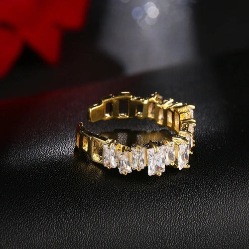 Anel Noiva Pedra Zirconia Festa Prata Ou Dourado Casamento