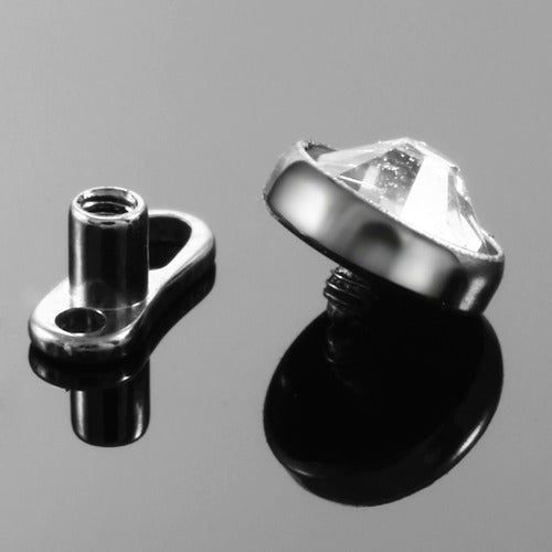 Piercing Microdermal Titânio Pedra Cristal 3mm 4mm 5mm