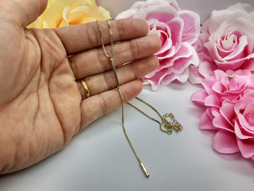 Colar Gravatinha Palito Folheado A Ouro 18k Dourado Semijoia