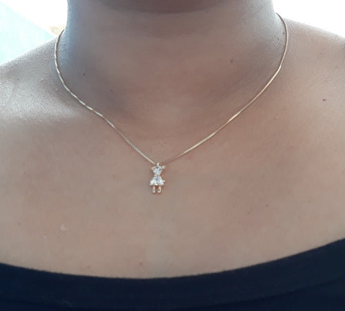 Colar Menina Pedra Zirconia Dourado Folheado A Ouro 18k Semi Joia Com Garantia