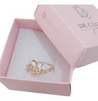 Anel Pedra Zirconia Festa Dourado Borboleta Furtacor Ajustav