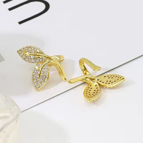 Piercing Argola Falso Fake Pedra Zirconia Folheado Folhas