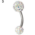 Piercing De Umbigo Prata Strass Branco Duplo Aço Barato