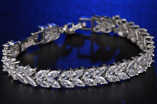 Pulseira Bracelete Prata Com Zircônia Noiva Debutante Luxo