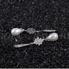 Brinco Perola Noiva Zirconia Pendurado Delicado Festa Prata