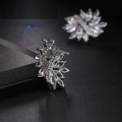 Brinco De Zirconia Noiva Festa Madrinha Casamento Prata Fixo