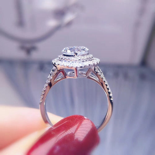 Anel Noivado Banhado Ouro Branco Com Pedra Zirconia Barato