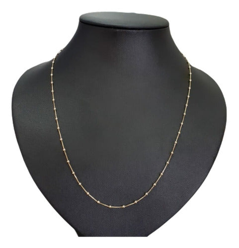 Colar Corrente Bolinhas Folheado Dourado Semi Joia 70 Cm