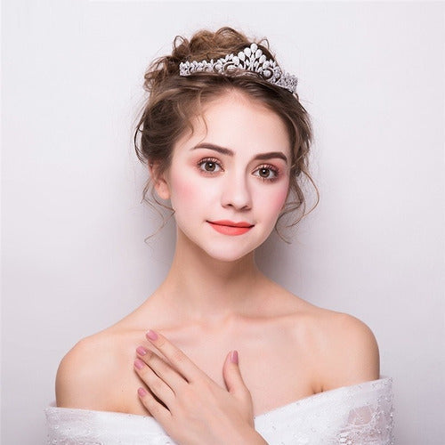Coroa Tiara Cabelo Noiva Prata Zirconia Princesa Luxo Linda