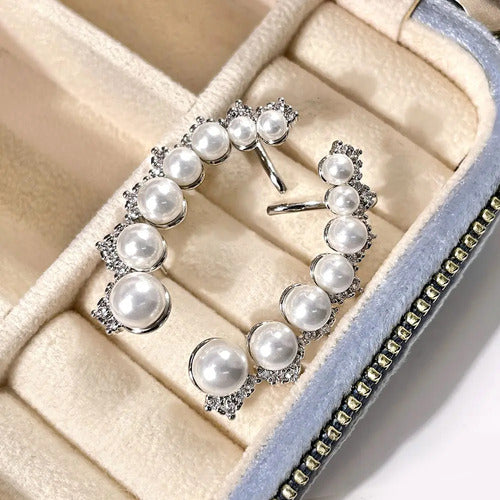 Brinco Ear Cuff Noiva Zirconia Perola Prata Festa Debutante