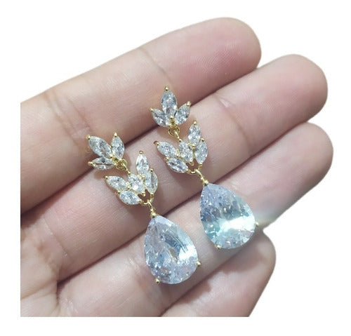 Brinco Noiva Pedra Zirconia Dourado Ou Prata Gota Debutante