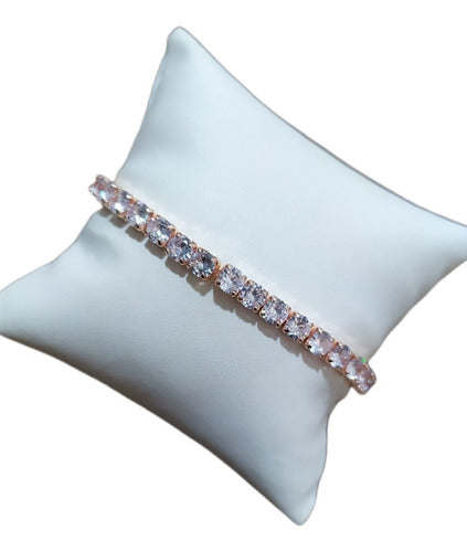 Pulseira Bracelete Rosê Com Pedra Zircônia Noiva Debutante