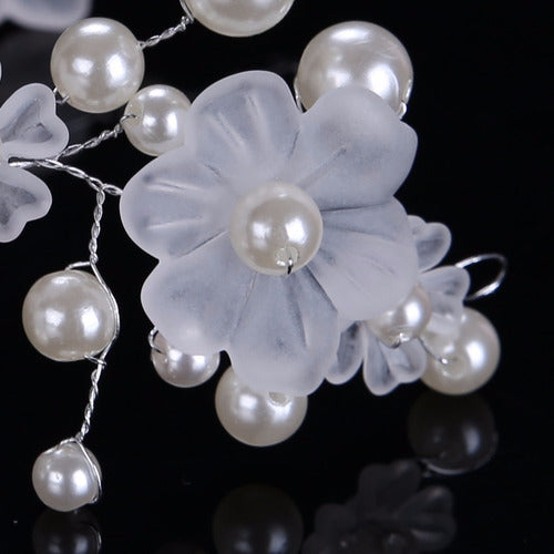 Arranjo Cabelo Flexível Dama Daminha Flores Pérola Noiva