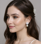 Brinco Zirconia E Pérola Noiva Pequeno Delicado Festa Luxo