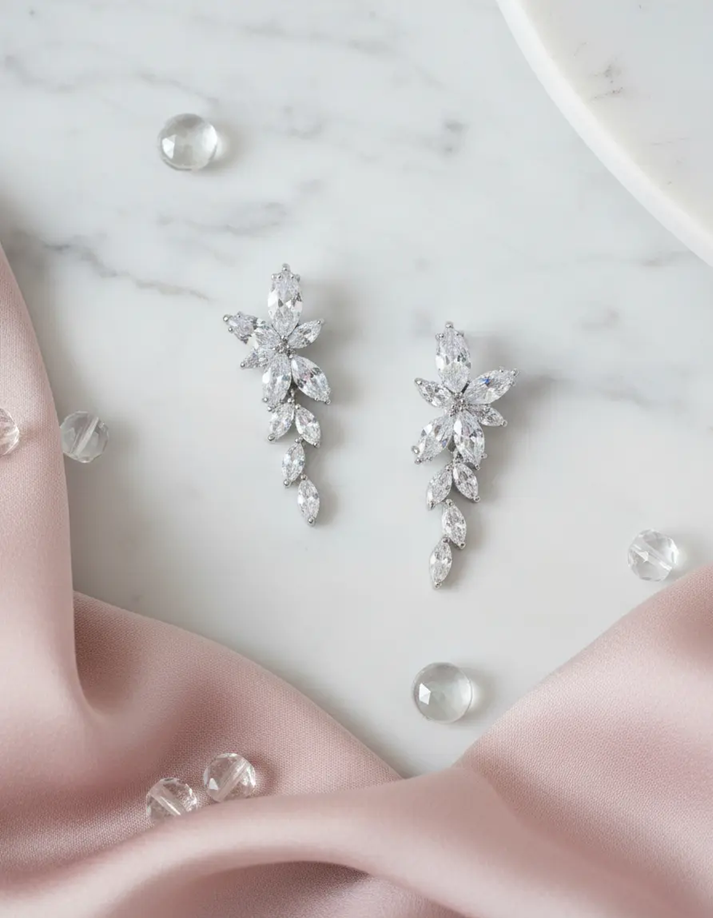 Brinco Noiva Pedra Zirconia Prata Festa Debutante Delicado