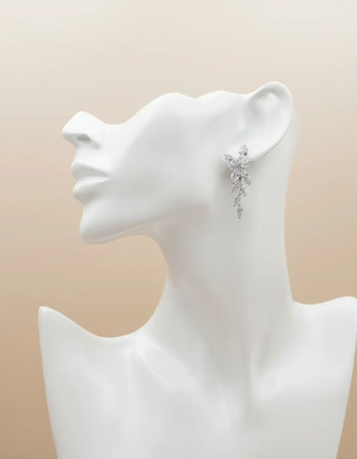 Brinco Noiva Pedra Zirconia Prata Festa Debutante Delicado
