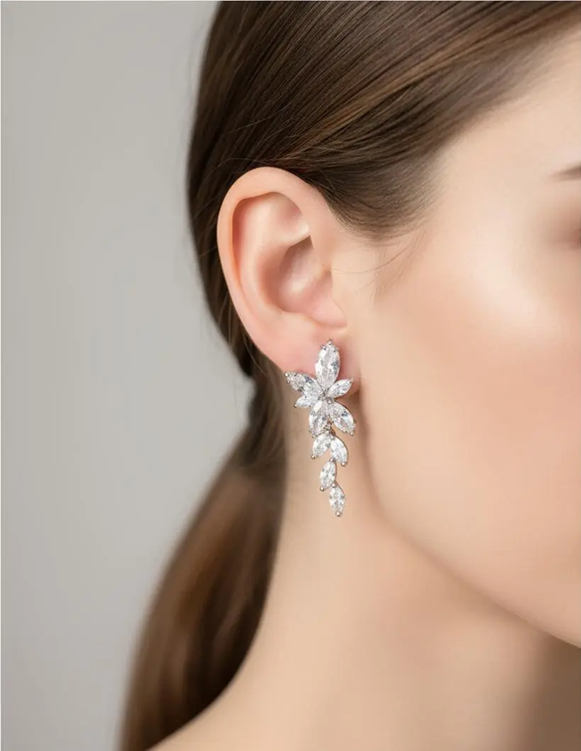 Brinco Noiva Pedra Zirconia Prata Festa Debutante Delicado