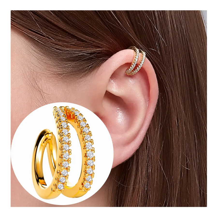 Piercing Argola Fake Falso Dourado Ou Prata Pedra Zirconia