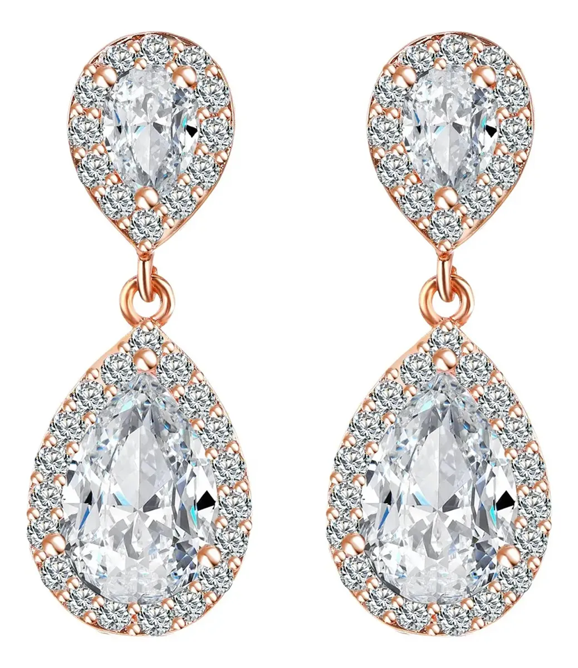 Brinco Noiva Pedra Zirconia Dourado Ou Prata Gota Debutante