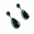 Brinco Pedra Zirconia Prata Festa Gota Verde Debutante