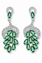 Brinco Noiva Zirconia Verde Prata Festa Madrinha Formatura