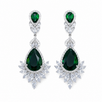 Brinco Verde Madrinha Zirconia Prata Festa Debutante Grande