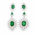 Brinco Noiva Pedra Zirconia Prata Verde Festa Debutante Luxo
