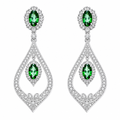 Brinco Noiva Zirconia Verde Prata Festa Madrinha Formatura