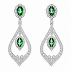 Brinco Noiva Zirconia Verde Prata Festa Madrinha Formatura