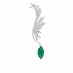 Brinco Ear Cuff Noiva Pedra Zirconia Prata Festa Verde Asas