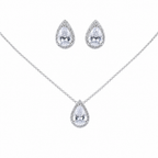 Conjunto Colar Brinco Noiva Pedra Zirconia Prata Dourad Gota