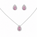 Conjunto Colar Brinco Noiva Pedra Zirconia Prata Dourad Gota