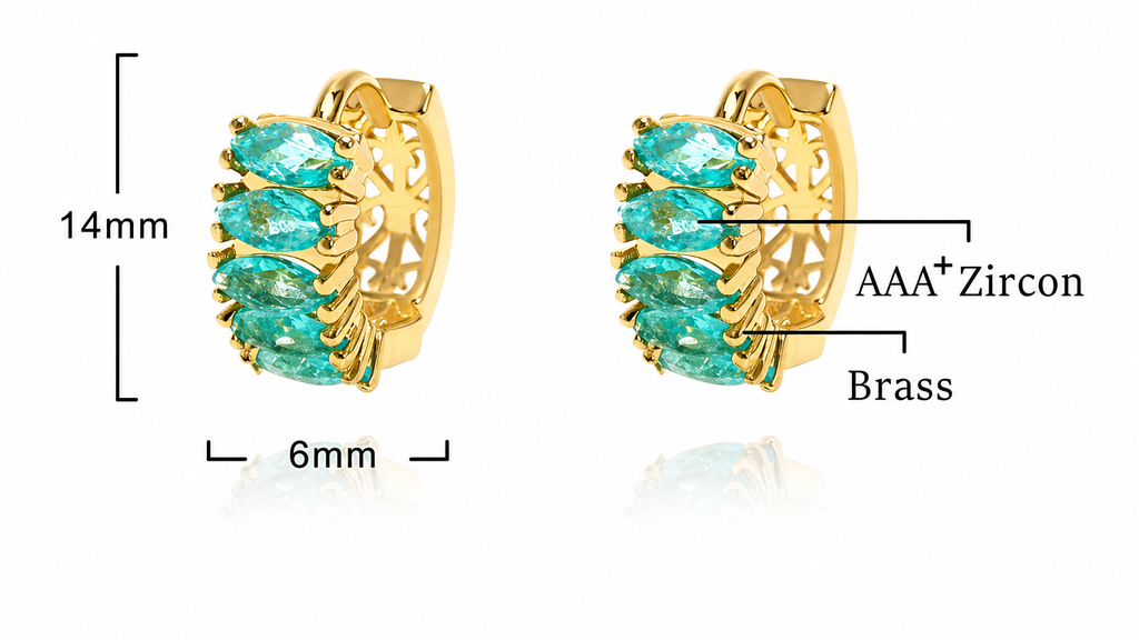 Brinco Argola Pedra Zirconia Verde Dourado Folheado Ouro 18k