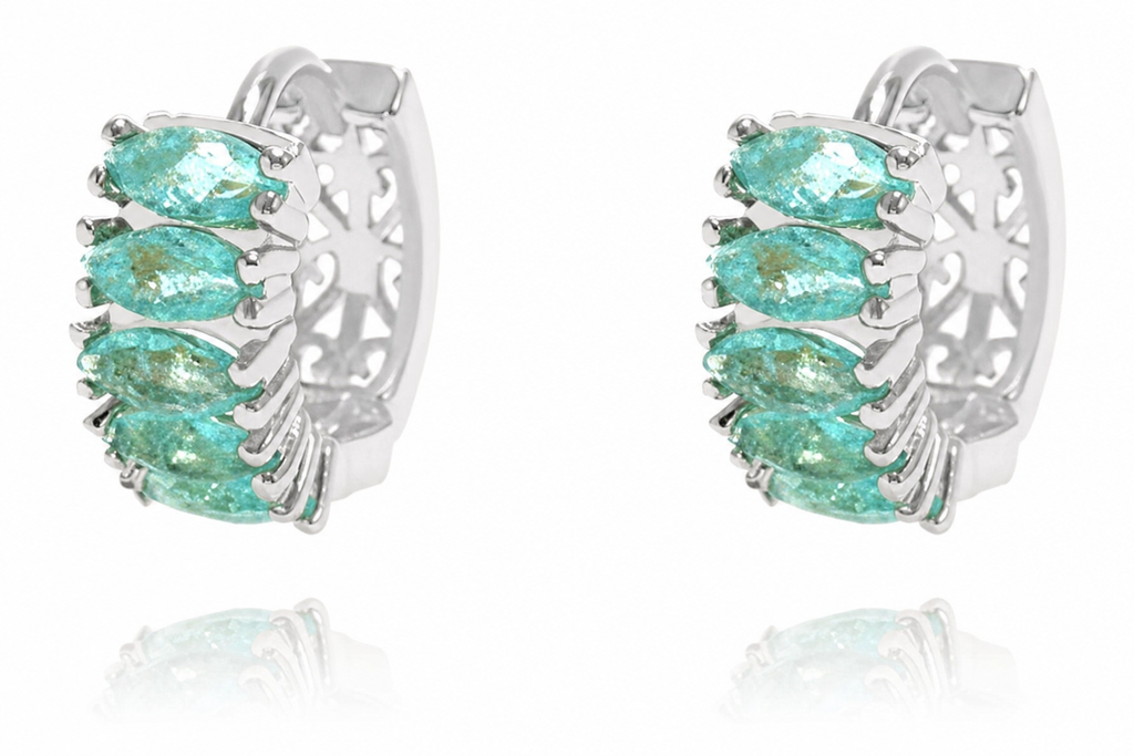 Brinco Argola Pedra Zirconia Verde Dourado Folheado Ouro 18k