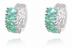 Brinco Argola Pedra Zirconia Verde Dourado Folheado Ouro 18k