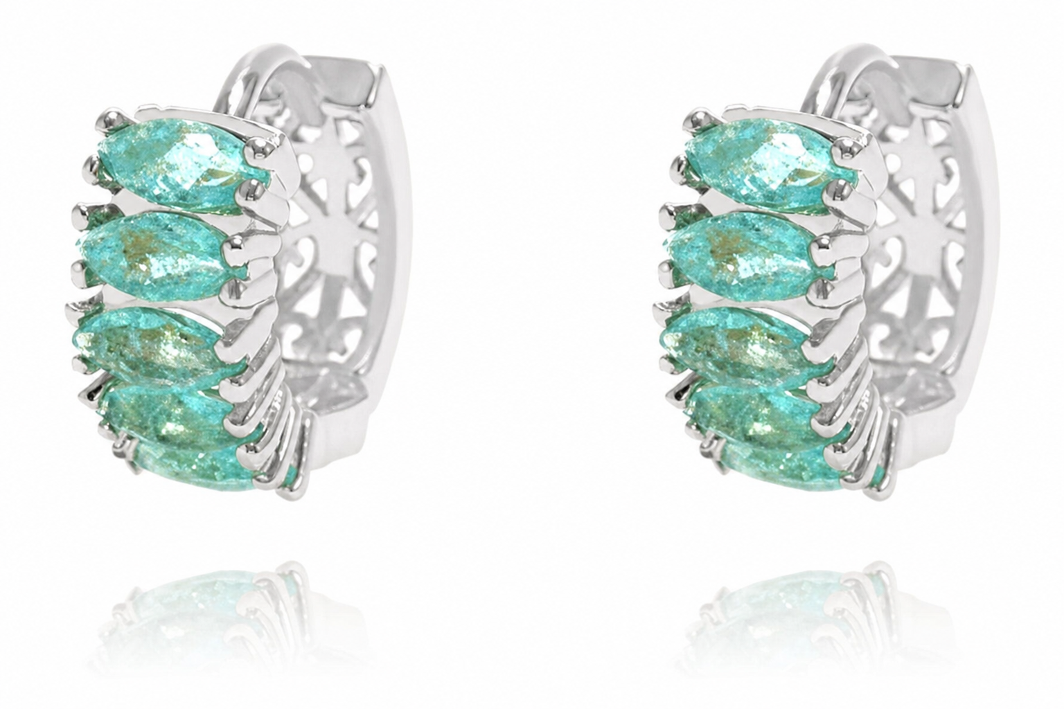Brinco Argola Pedra Zirconia Verde Dourado Folheado Ouro 18k