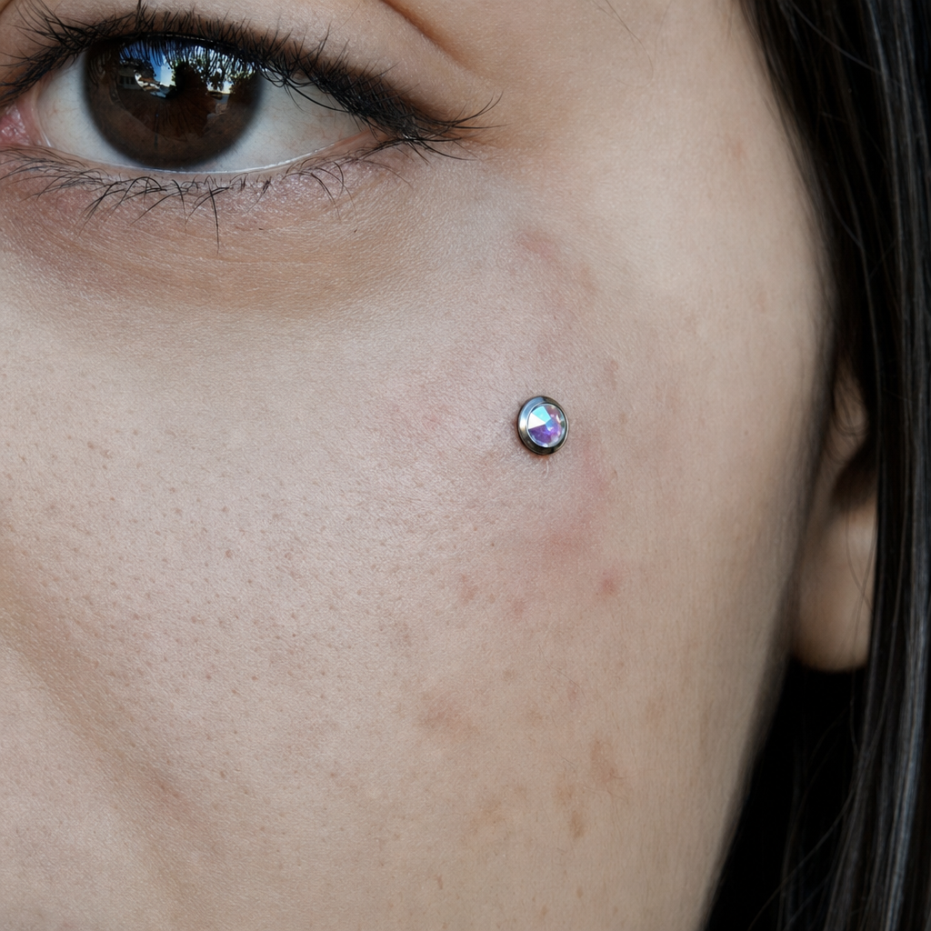 Piercing Microdermal Dourado Ou Prata Pedra 4 Mm Topo