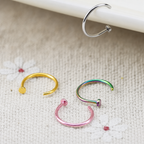 Piercing Nariz Argola Falso Fake Dourado Prata Preto Rosa