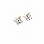 Brinco Zirconia Dourado Dama Daminha Folheado Ouro Borboleta
