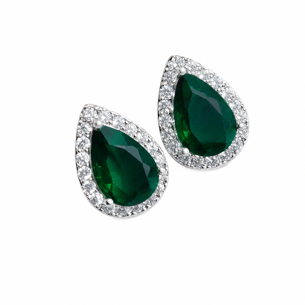 Brinco Pedra Zirconia Prata Gota Debutante Azul Claro Festa