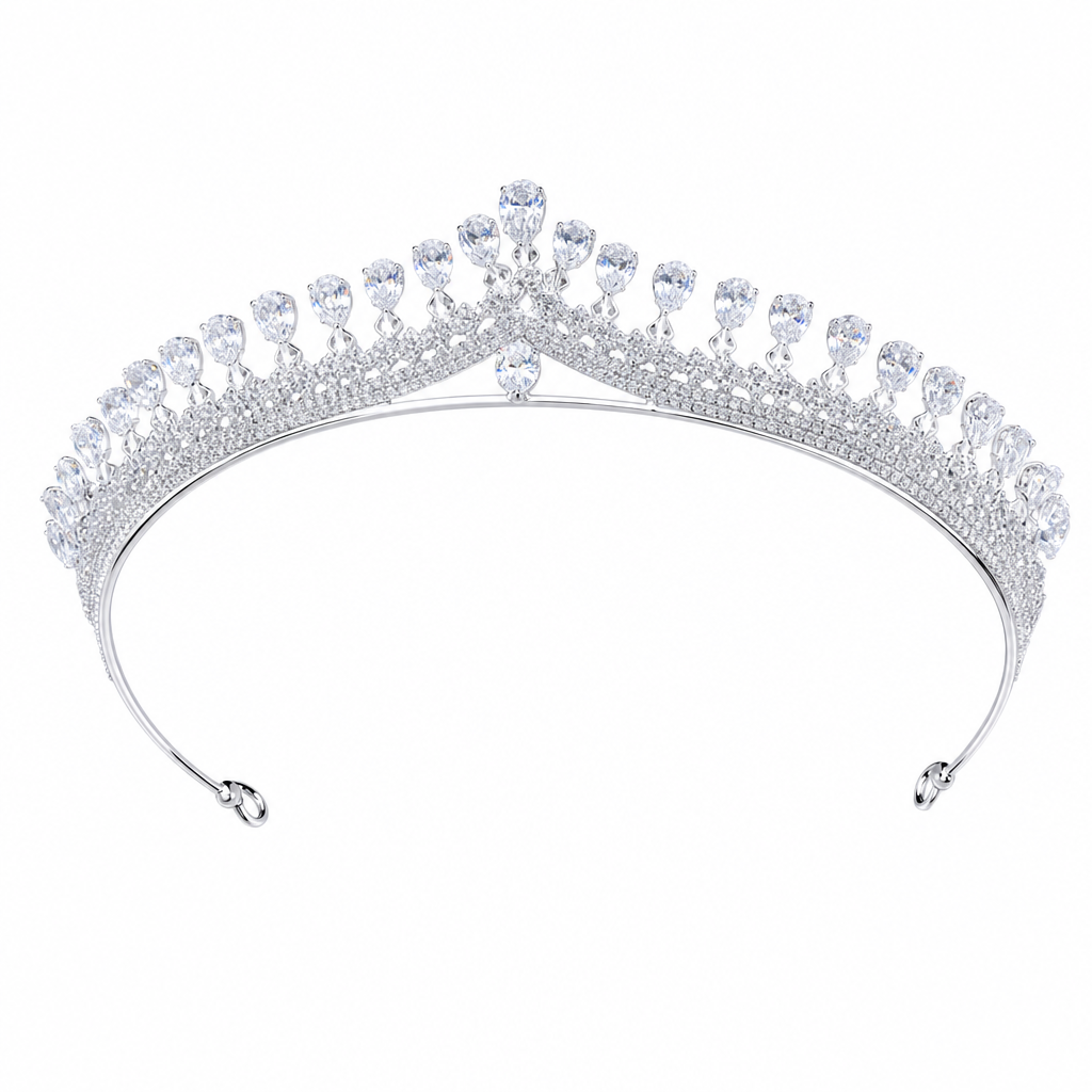 Coroa Tiara Porta Coque Noiva Strass E Zirconia Prata Luxo