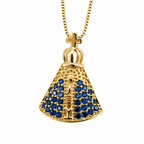 Colar Pingent Nossa Senhora Aparecida Zircônia Azul Folheado
