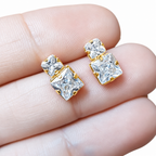 Brinco Zirconia Dama Daminha Dourado F. Ouro 18k Semi Joia